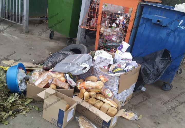 В Краснодаре на мусорку выкинули хлеб
