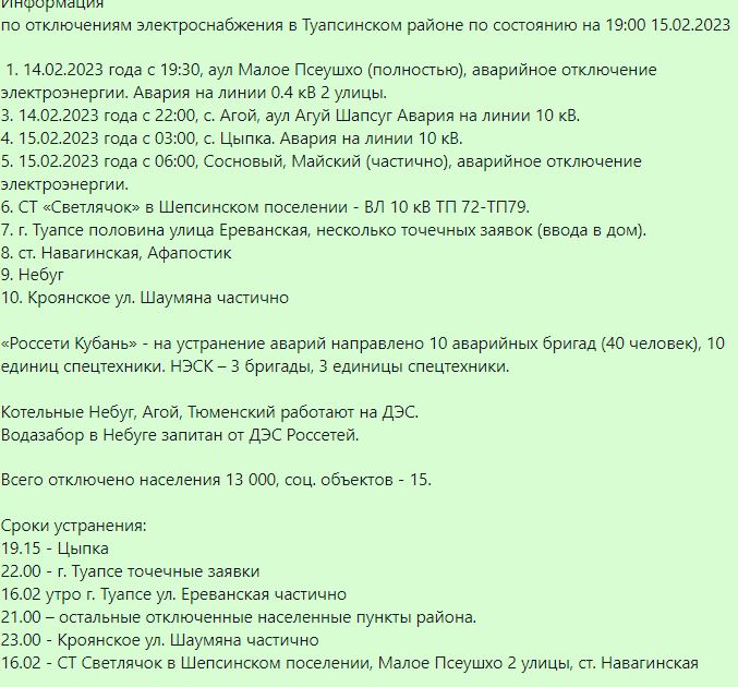 Зимний трэш: жители Туапсинского района остались без света и тепла в домах