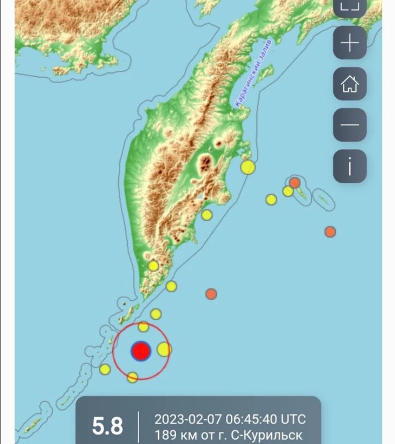 Теперь и в России: землетрясение магнитудой 5,8 баллов произошло у Курильских островов