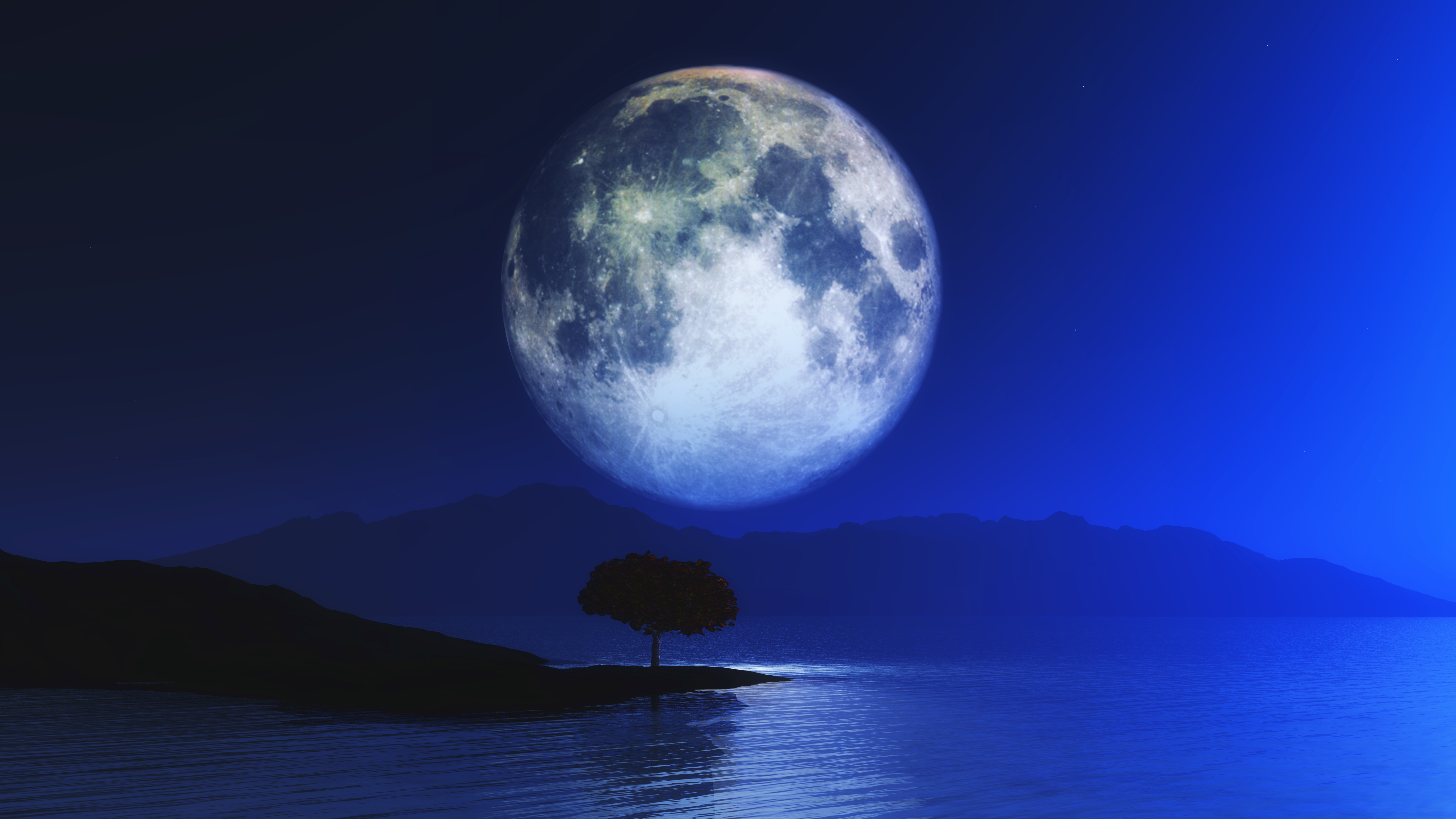 Есть синяя луна. Голубая Луна. Полнолуние. Синяя Луна. Красивая синяя Луна.