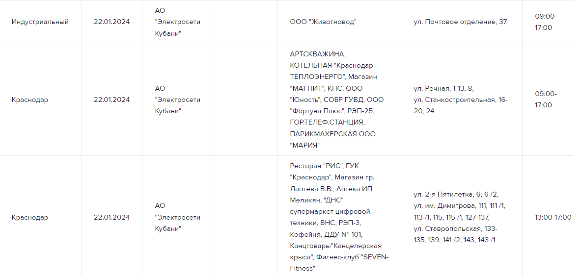 В Краснодаре сегодня массово отключат электроэнергию