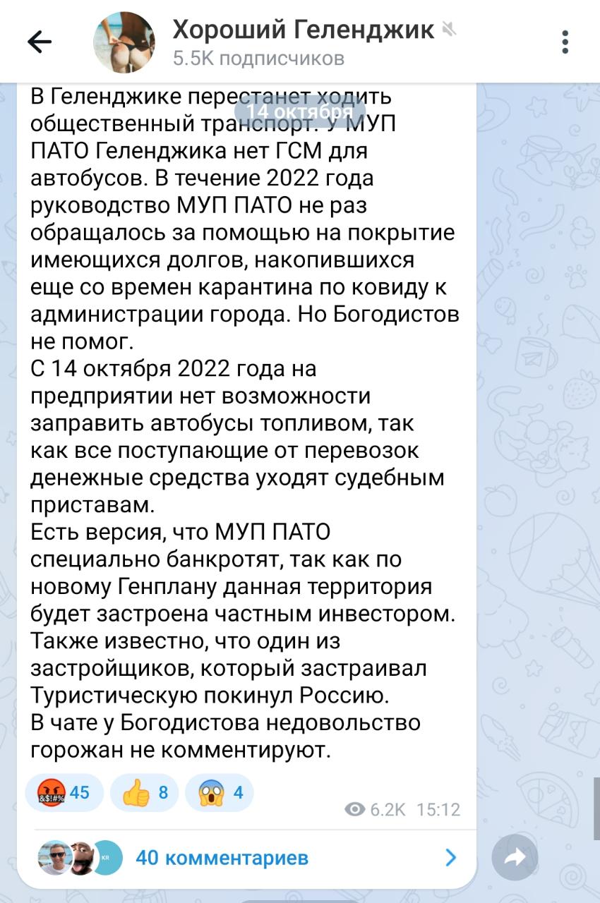 ПАТОвая ситуация: кому на руку «убийство» транспортного предприятия в Геленджике?