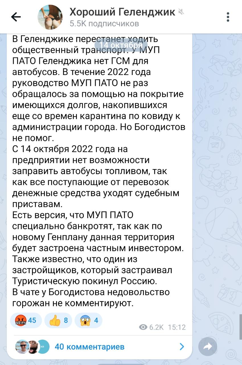 ПАТОвая ситуация: кому на руку «убийство» транспортного предприятия в Геленджике?