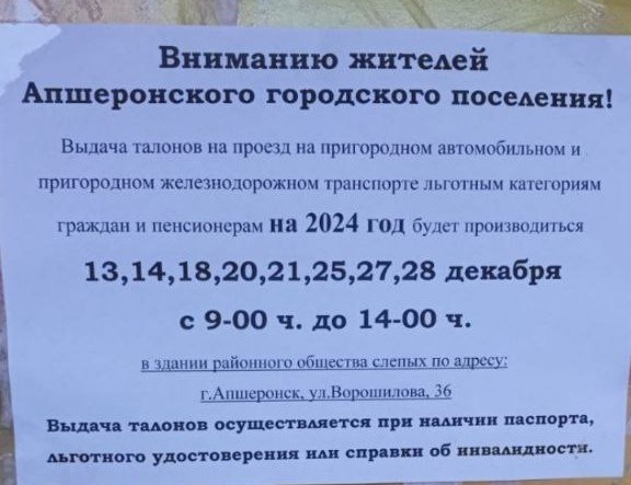 Пенсионеры в Апшеронске стоят в очередях за талонами