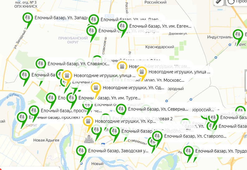 Адреса елочных базаров