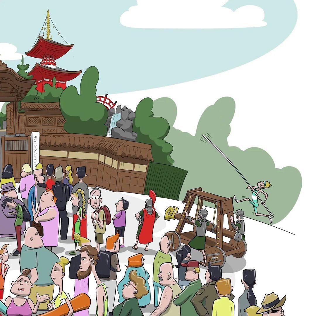 В соцсетях появилась карикатура на очередь в Японский сад парка Галицкого