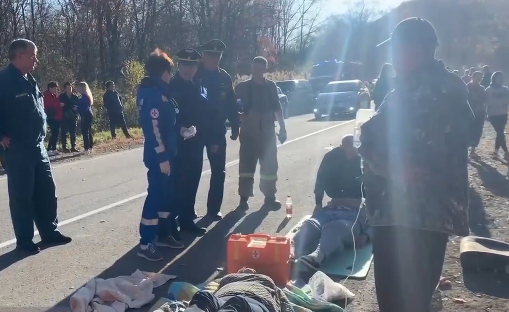 В Приморье автобус с туристами опрокинулся в кювет, есть погибшие и пострадавшие