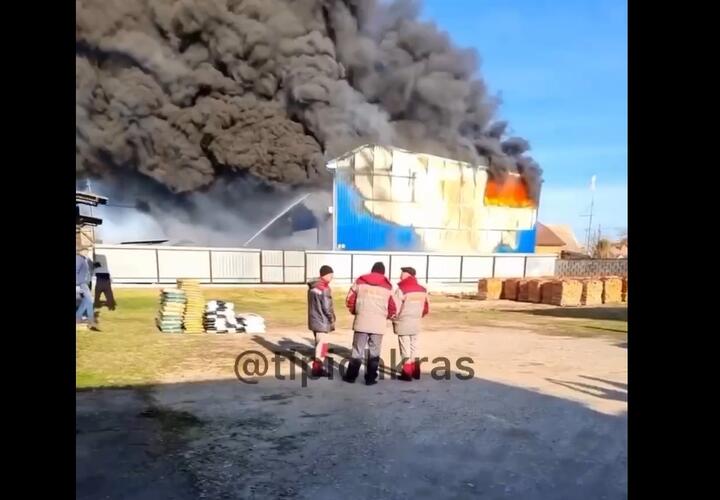 В Славянске-на-Кубани сгорел склад с поликарбонатом