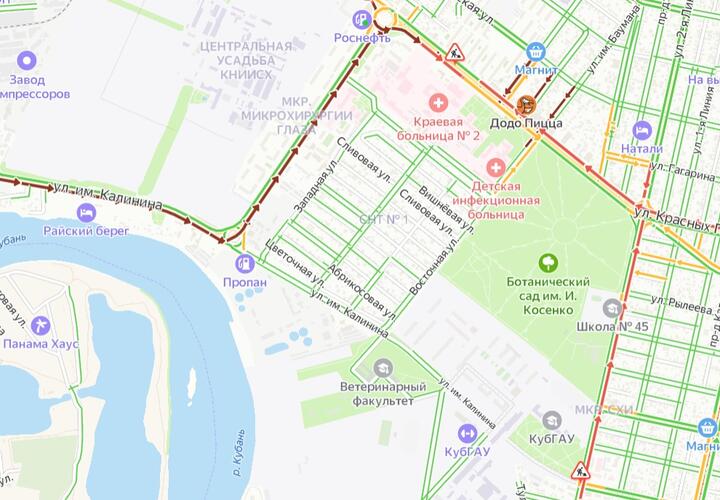Славянский микрорайон отрезан от Краснодара мощными дорожными заторами 