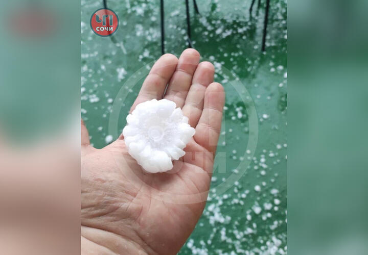 «Только что светило солнце»: в Сочи выпал град с куриное яйцо