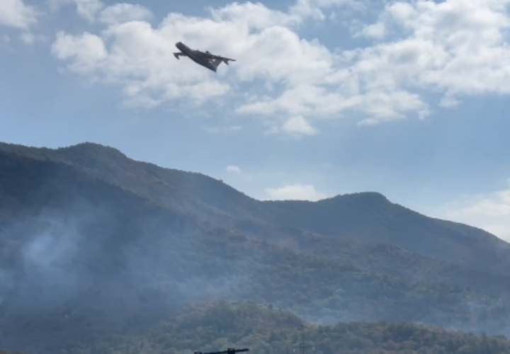 Пожар в Геленджике тушат два самолета Бе-200 и вертолеты