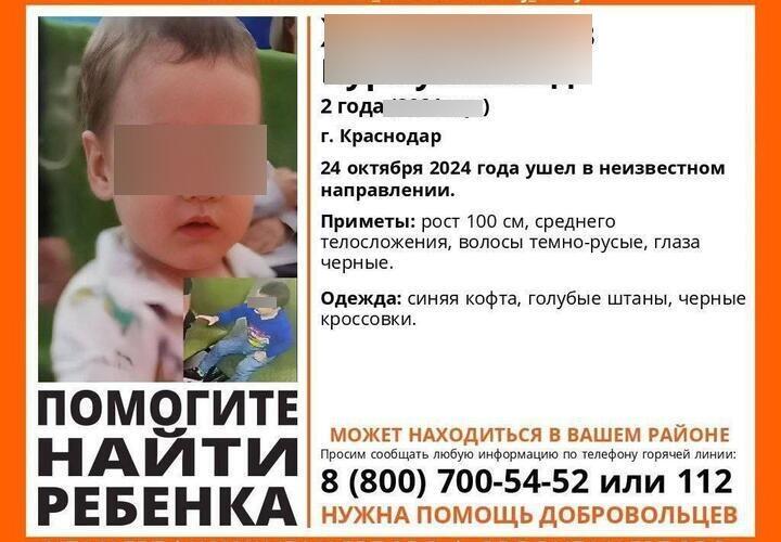 В Краснодаре при странных обстоятельствах пропал 2-летний мальчик