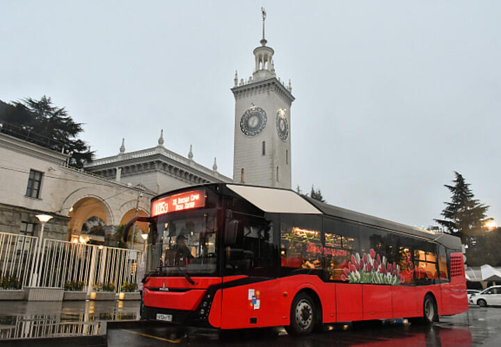 В Сочи между центром города и горным кластером начал ходить «цветочный» автобус