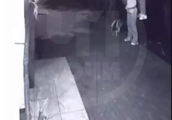 Девушки в Сочи украли флаги со здания магазина