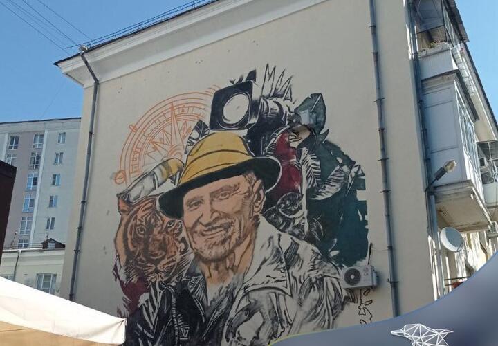 Портрет известного телеведущего и зоолога Николая Дроздова украсил стену дома в Туапсе