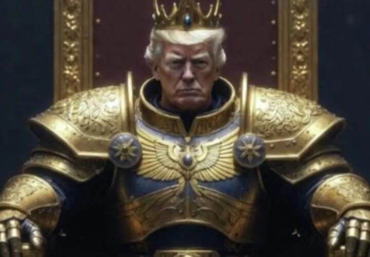 Дональд Трамп опубликовал свое фото в золотых доспехах на троне