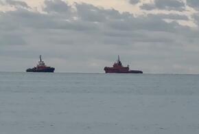 Опубликовано видео, как корабли очищают от нефти море у Анапы 