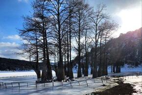 Кипарисовое озеро в Краснодарском крае заледенело